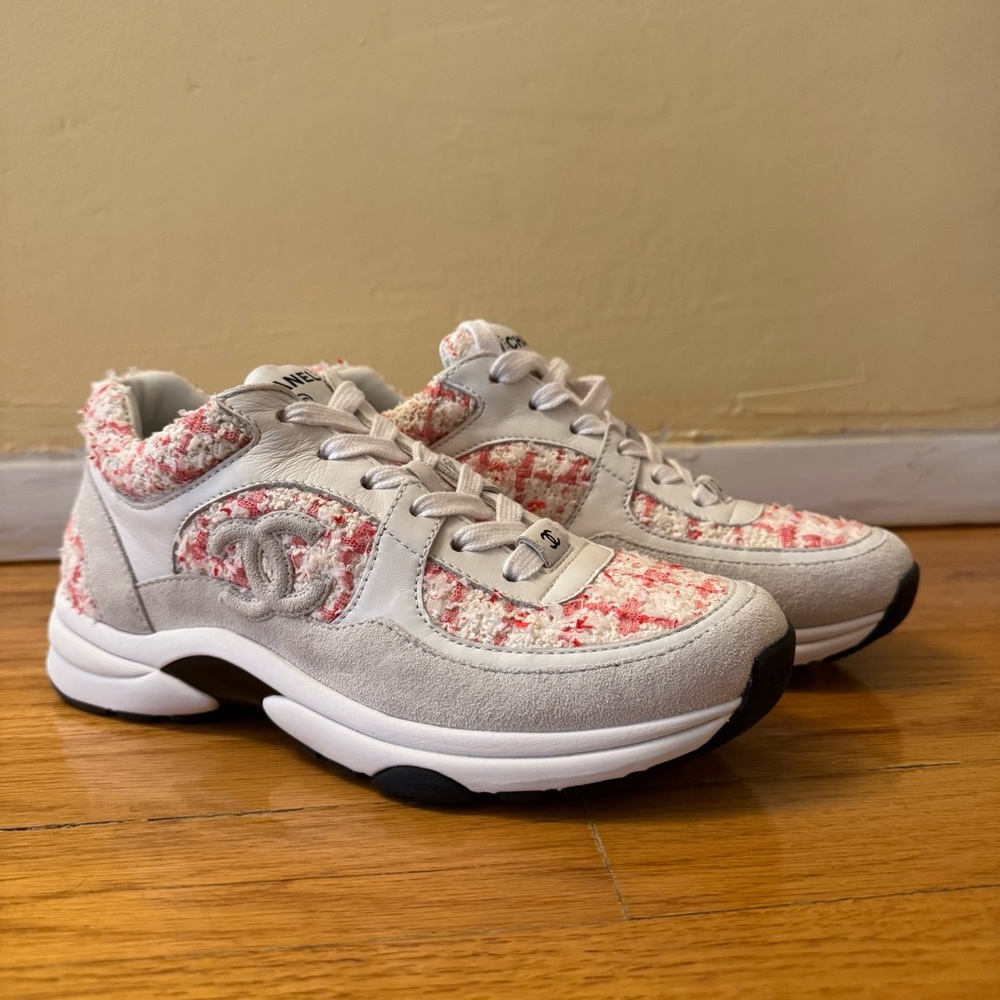 Chanel Calf Tweed Suede Woman’s Sneakers